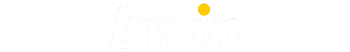 O logótipo da marca bwin apresentado em letras minúsculas brancas, com um ponto amarelo característico acima do texto, sobre um fundo preto